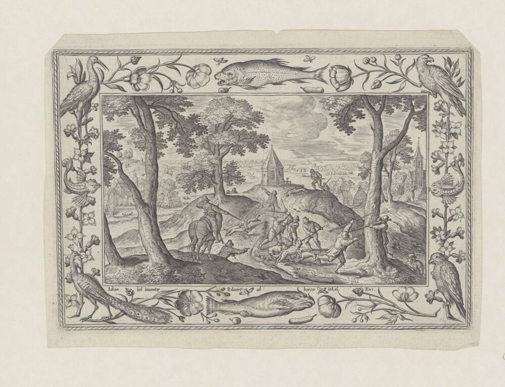 Wolvenjacht (serie: Landschappen met Bijbelse, mythologische scènes en jachttaferelen)