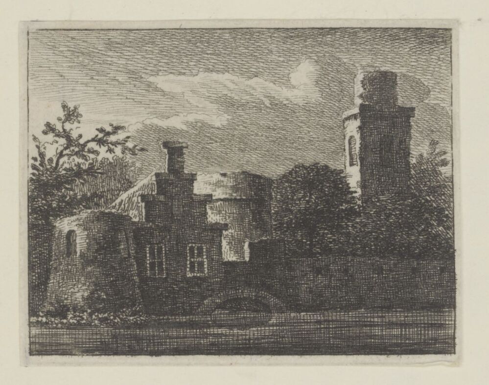 Gezicht op huis met trapgevel (serie: Landschapjes, Rúwientjes enz.)