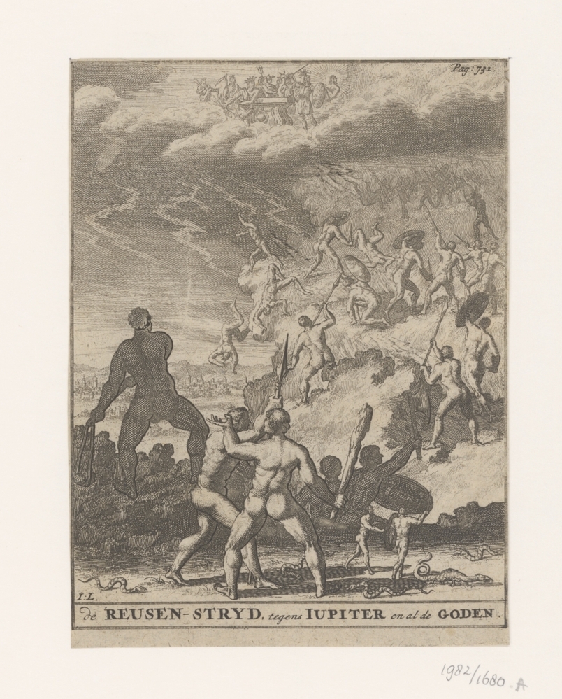 De reusen-stryd, tegen Iupiter en al de goden (uit de serie: 't Ryck der Goden)