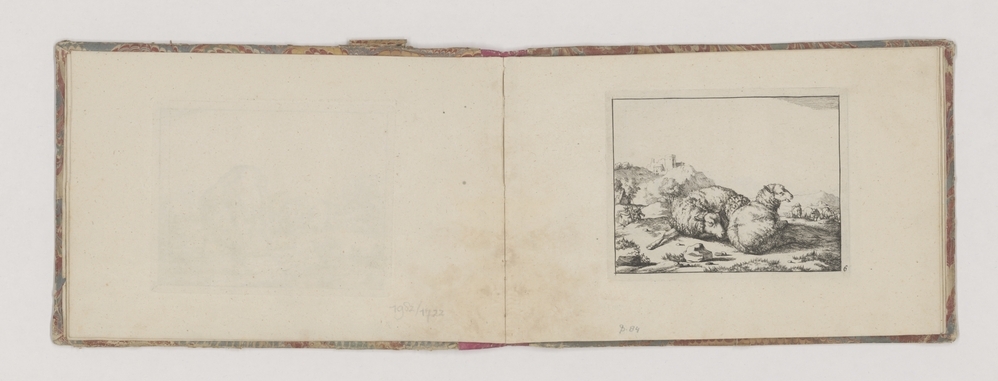 Twee schapen en bergdorpje (uit serie met schapen)