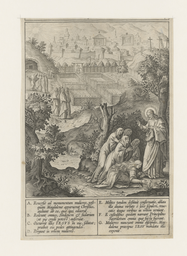 Knielende vrouwen voor weder opgestane Christus