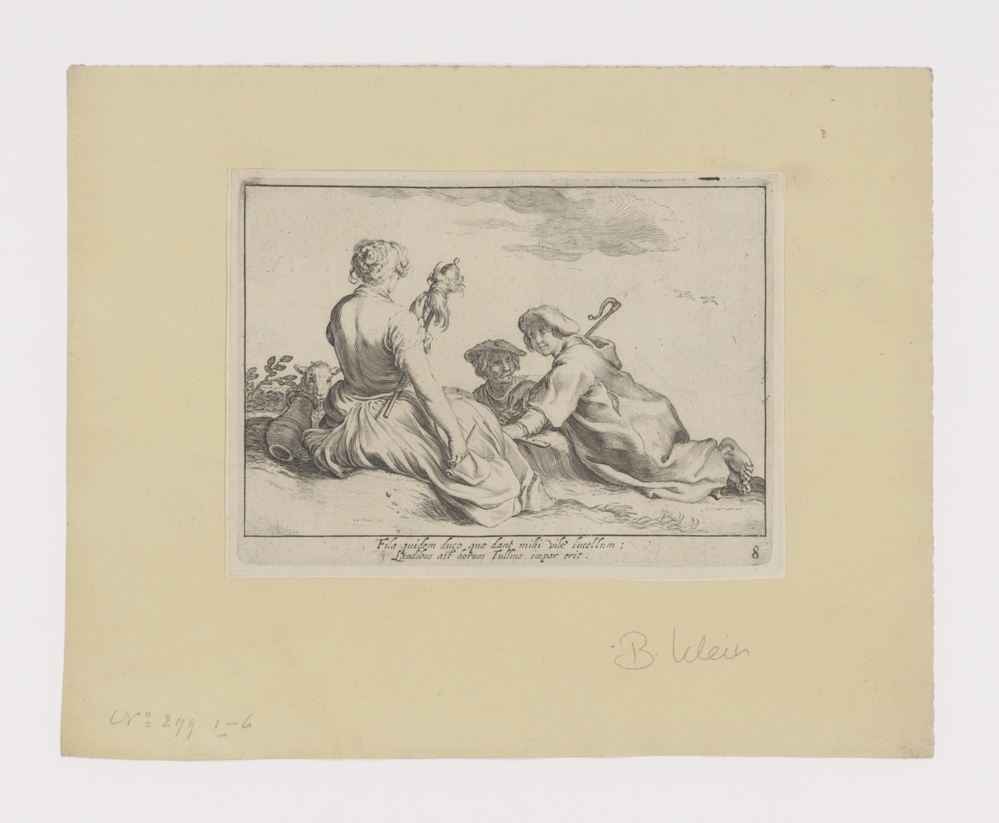 Spinster met twee herdersjongens (serie: Pastorale scènes)