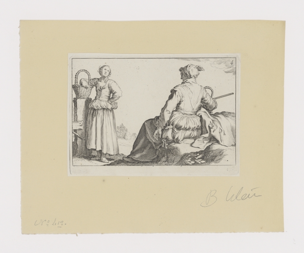 Twee boerinnen (serie: 16 prenten uit verschillende series van Cornelis en Frederik Bloemaert)