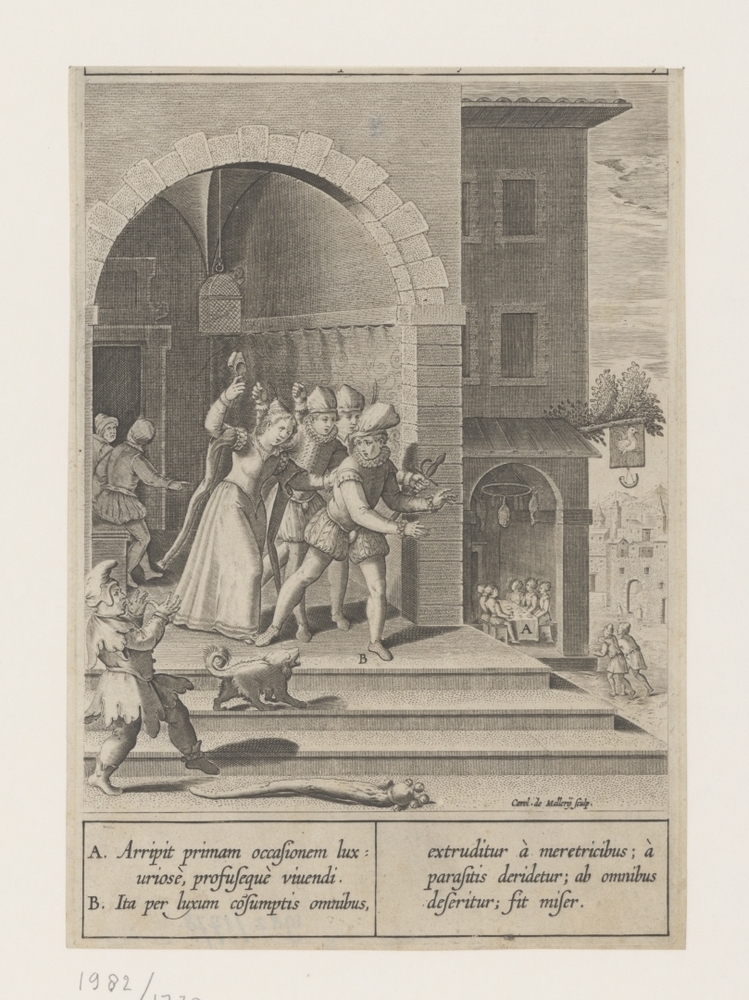 De verloren zoon weggejaagd bij de hoeren