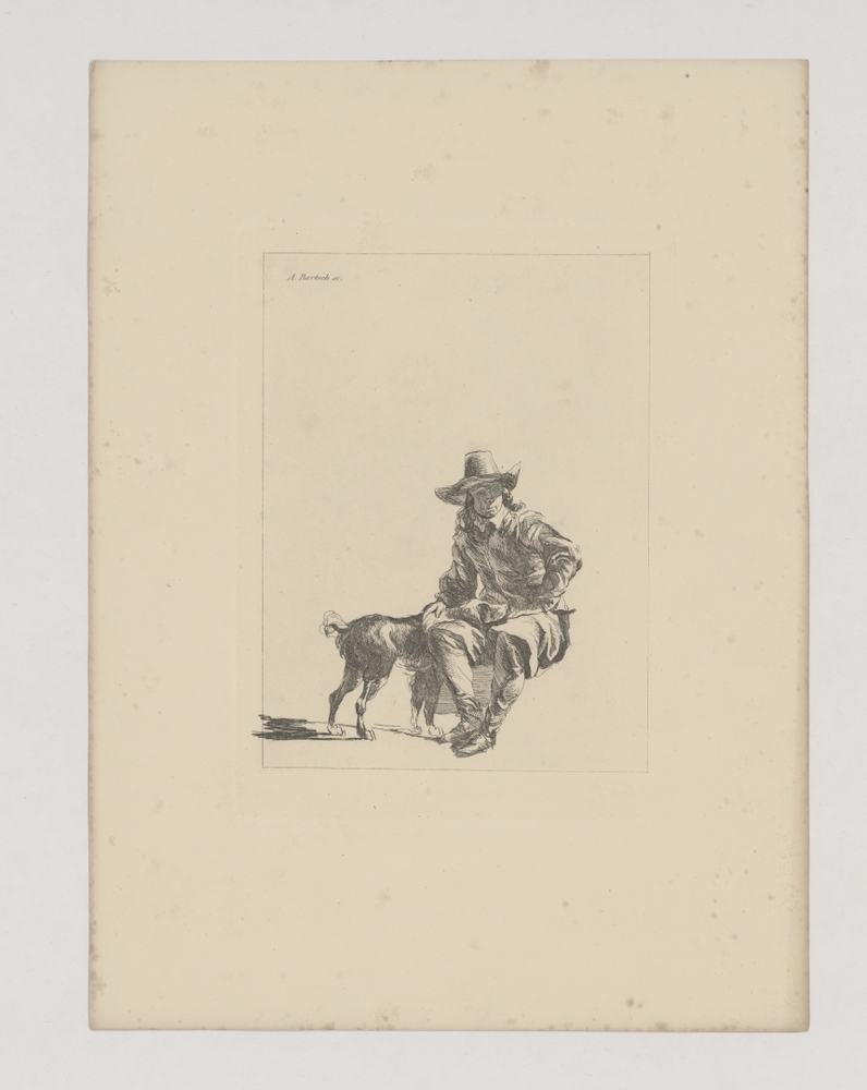 Zittende man met hond