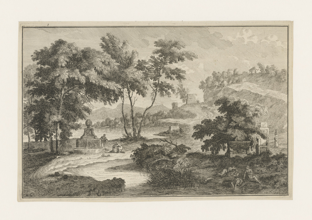 Arcadisch rivierlandschap met bron (serie: Italiaanse en Duitse landschappen)