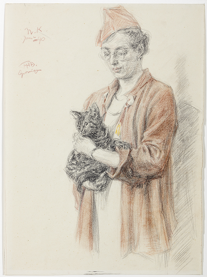 Dame met zwarte poes