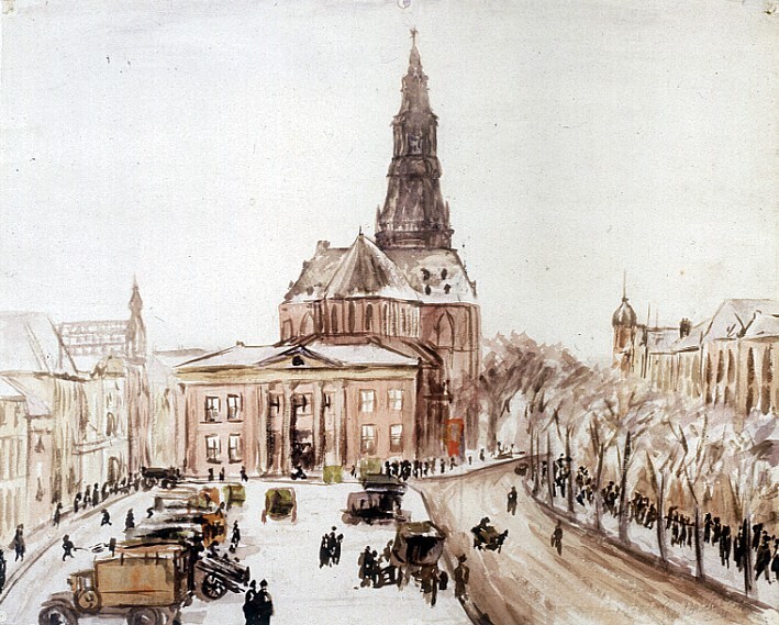 De Akerk en Vismarkt met bodewagens