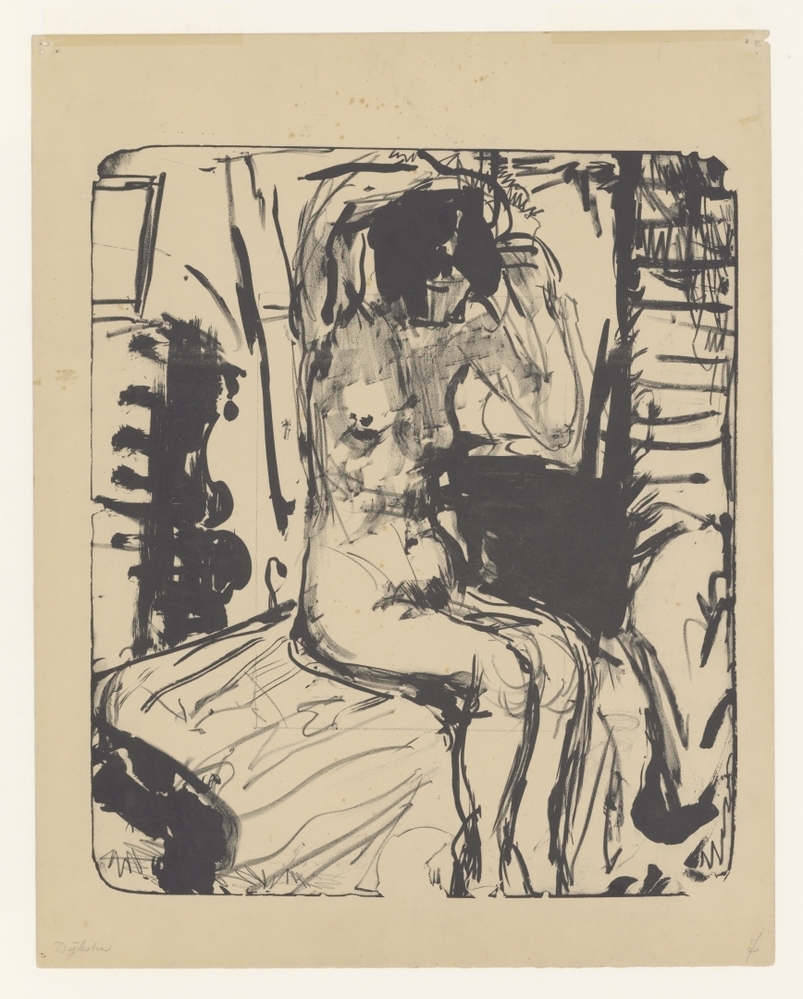 Zittend naakt in interieur