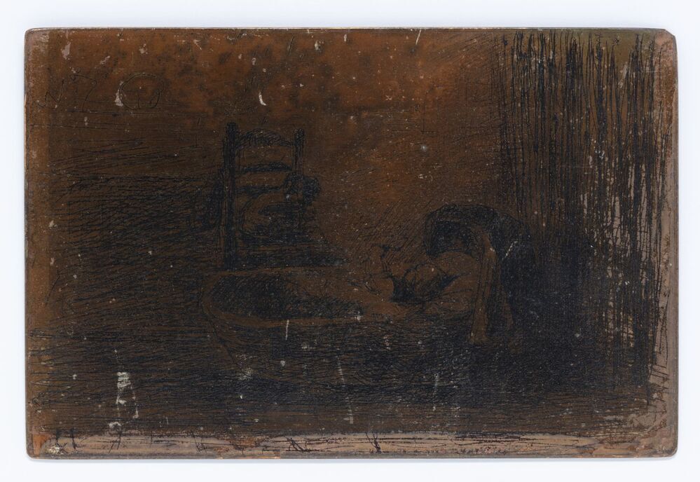 Kind in de wieg (etsplaat)