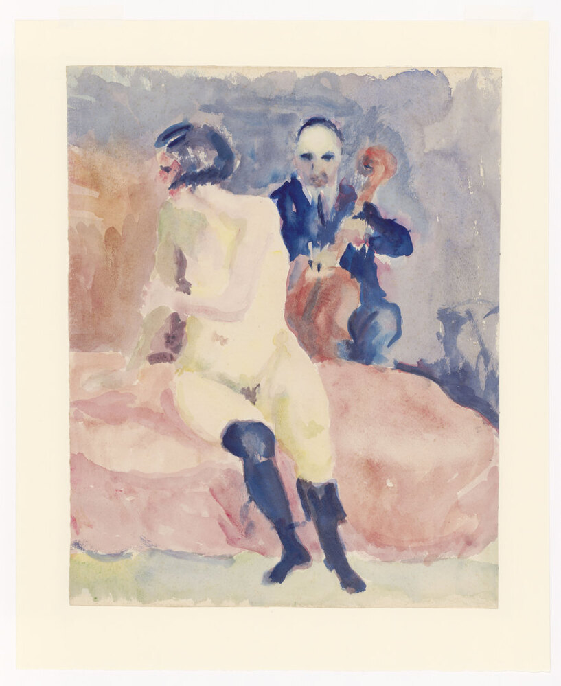 Zittend naakt met cellist