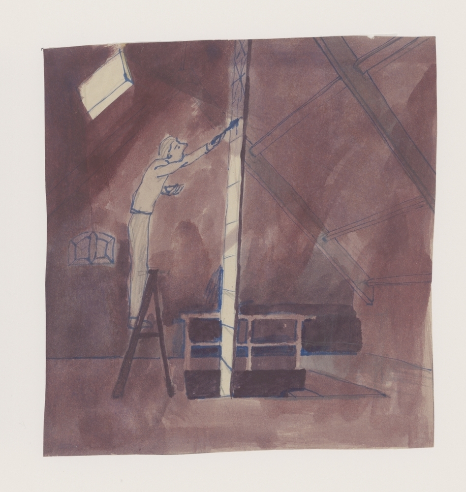 De kunstenaar in zijn atelier (werkend aan Verdichtingen)