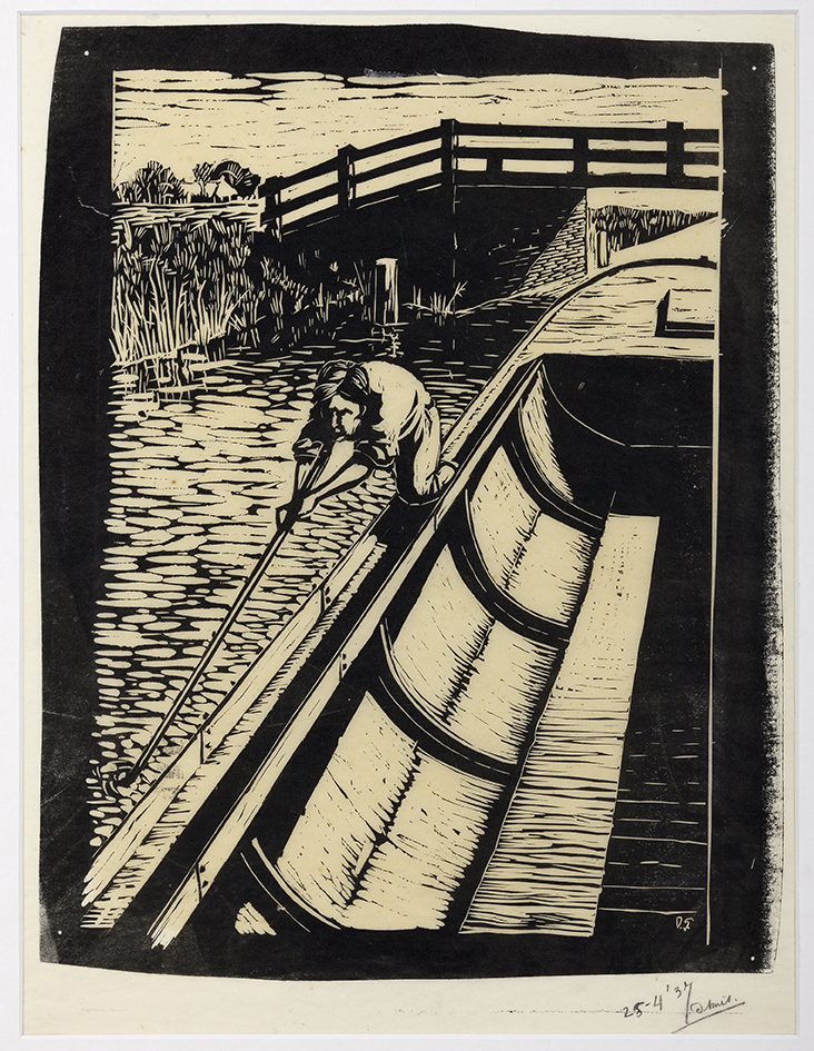 Man boot voortduwend