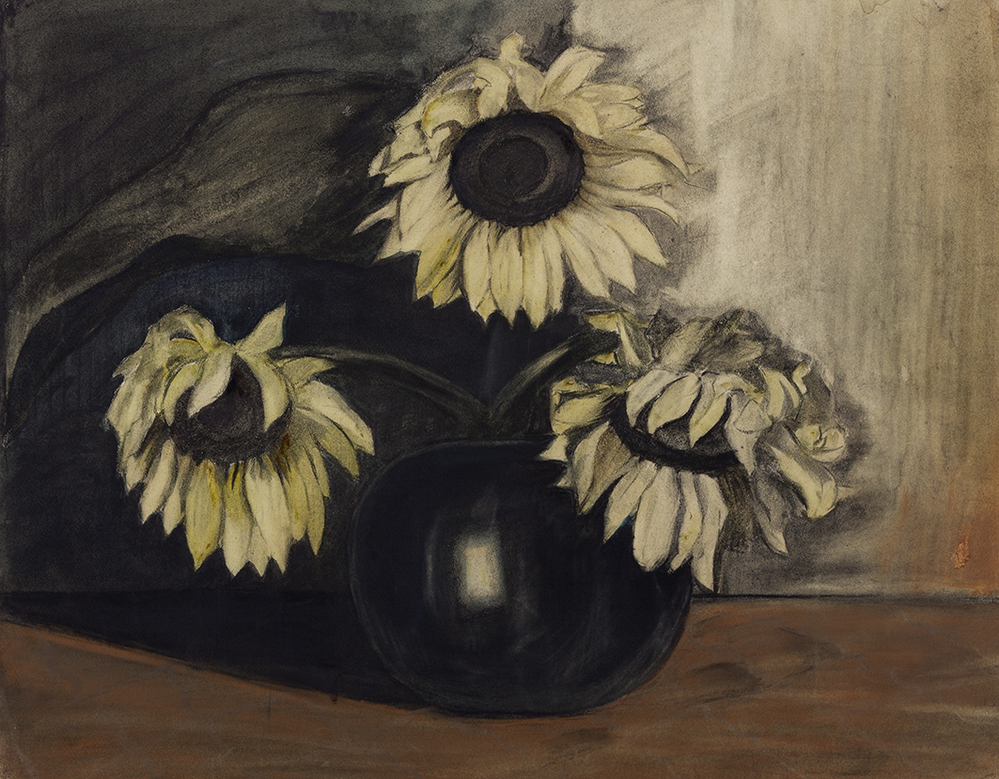 Vaas met zonnebloemen