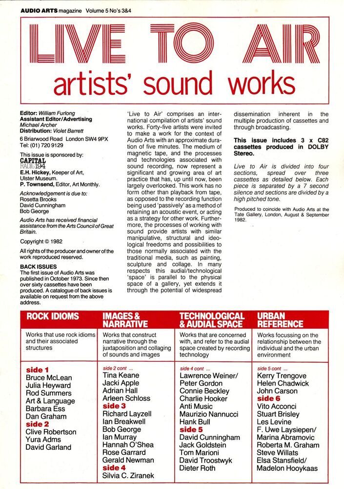 Audio Arts, Vol. 5 nr 3&4, Live to Air