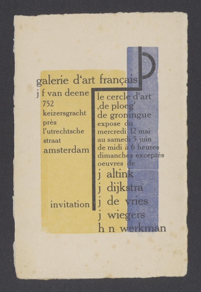 Uitnodiging tentoonstelling De Ploeg in galerie d'art français (G-95)