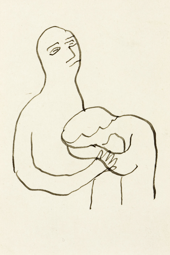 Man, gebogen figuur troostend (SC-442)