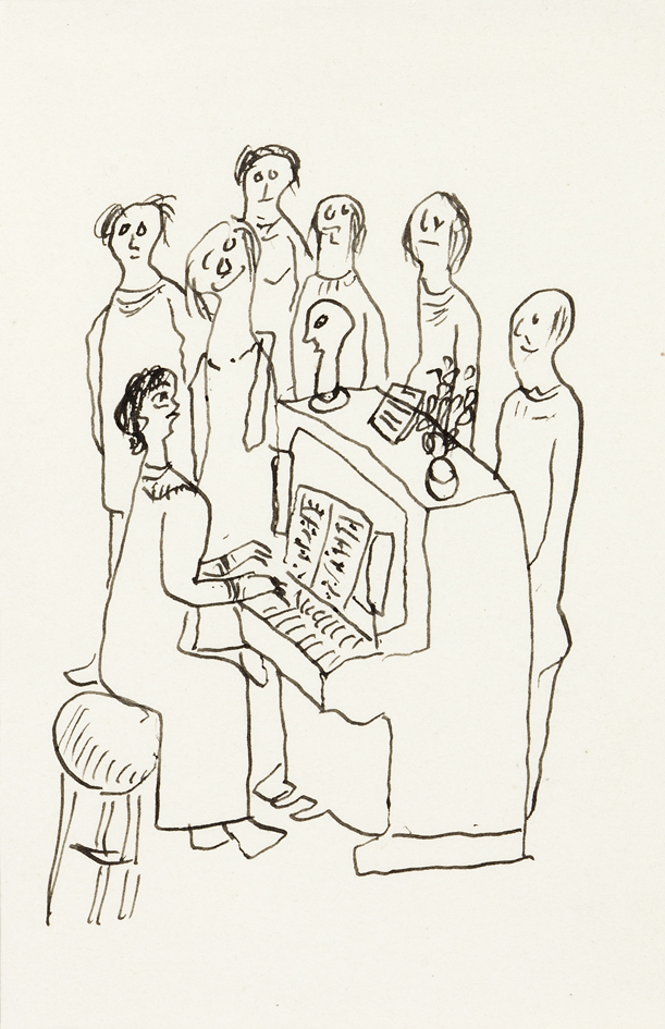 Pianiste met koortje van zes mensen (SC-854)