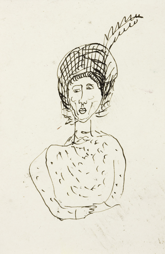 Dame met hoedje en veer (SC-205)