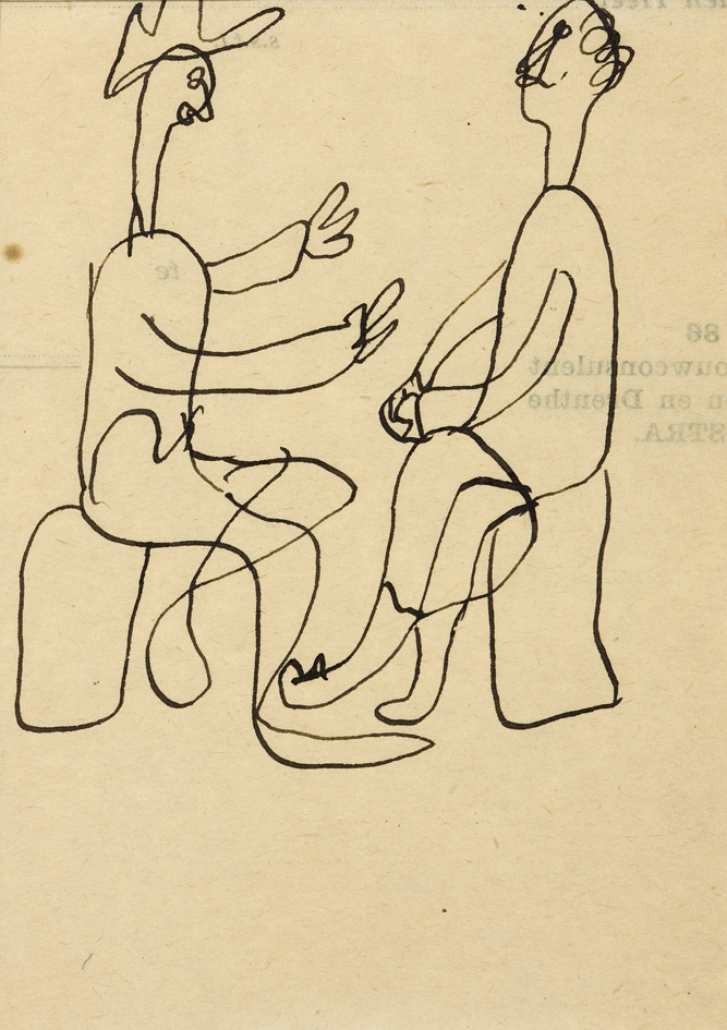 Twee figuren tegenover elkaar zittend (SC-240)
