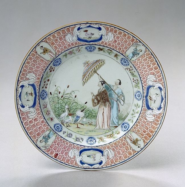 Bord met voorstelling van de parasoldames naar Cornelis Pronk