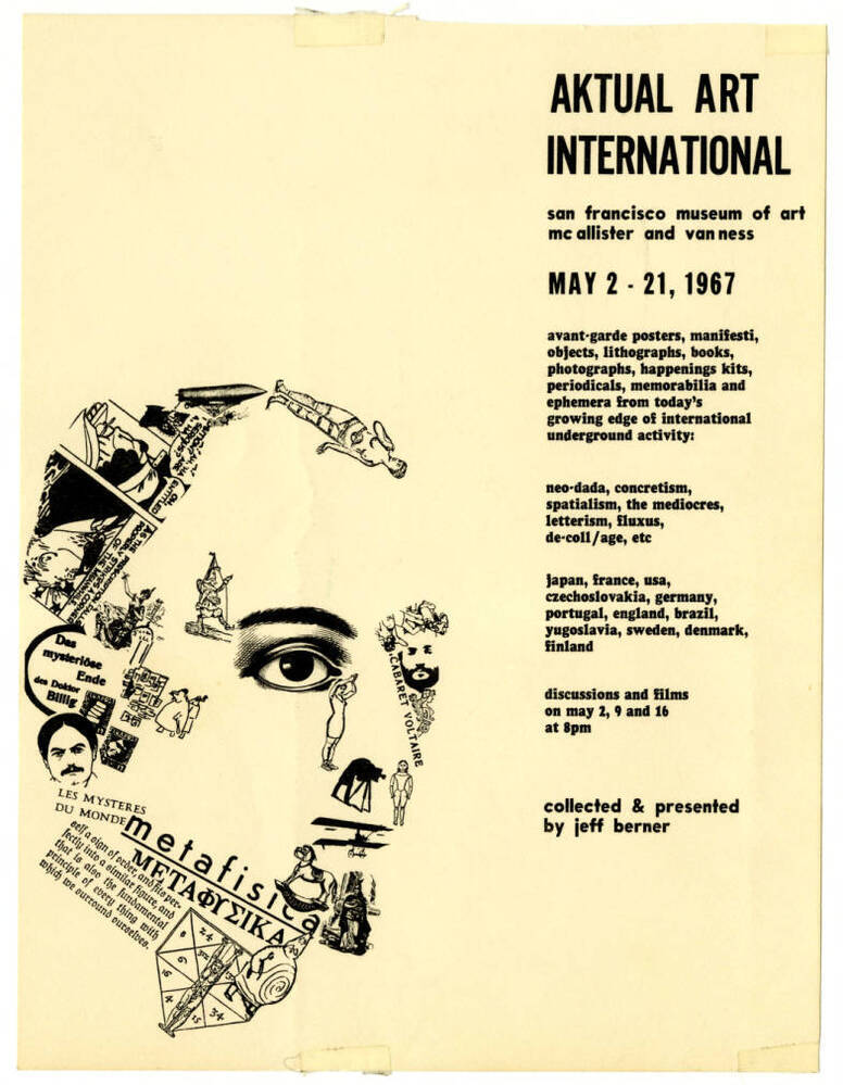 Aankondiging voor tentoonstelling Aktual Art International  en Astronauts of inner-space