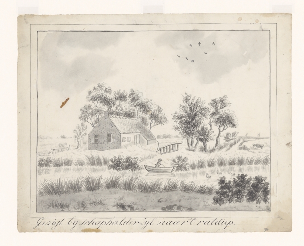 Gezicht op het Reitdiep bij Schaphalsterzijl