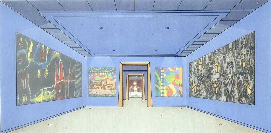 Het nieuwe Groninger Museum (ontwerp) (uit serie interieurstudies)