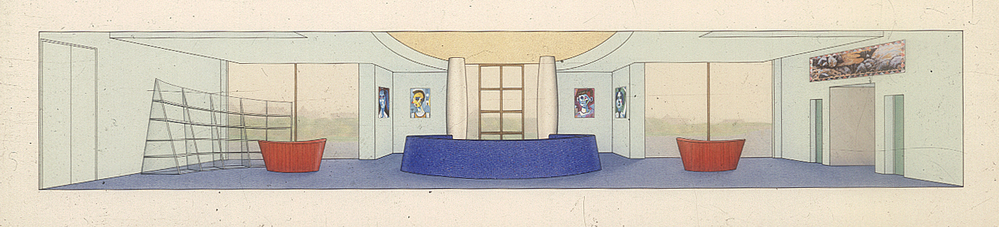 Het nieuwe Groninger Museum (ontwerp) (uit serie interieurstudies)