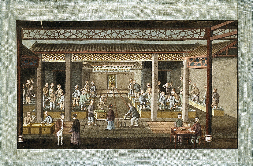 Interieur van een theehandelaar in Kanton