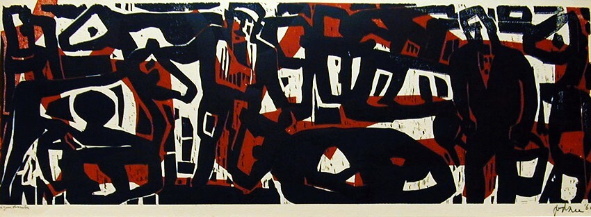 Boeren op het land tussen koeien