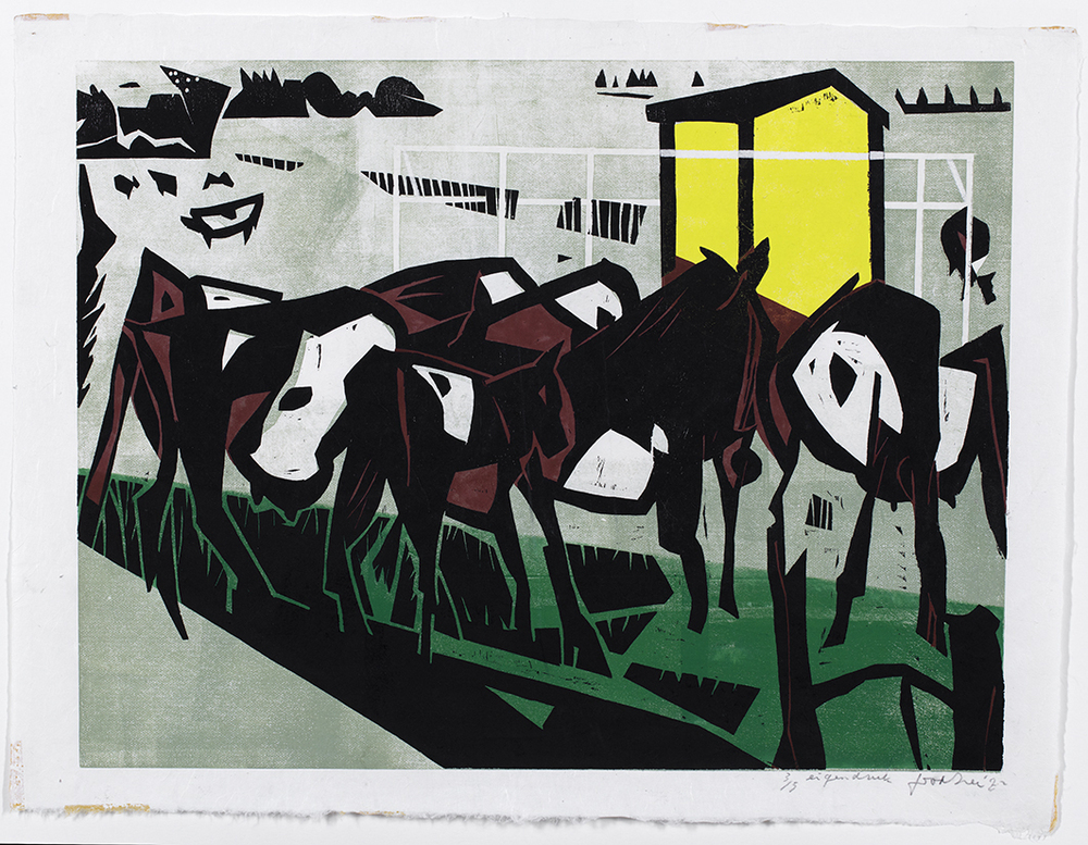 Compositie landschap met koeien en paarden