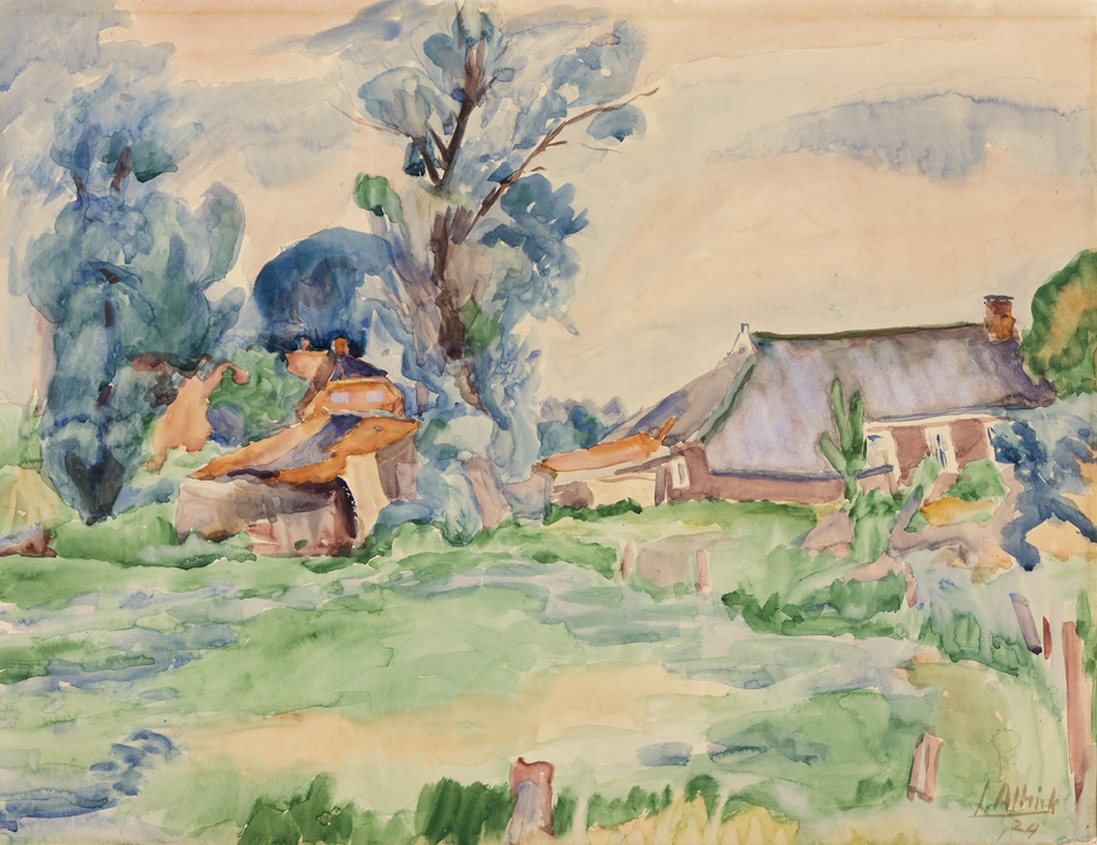 Groninger boerderij onder geboomte