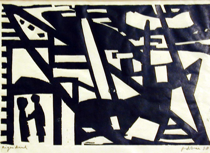 Twee figuren in deuropening