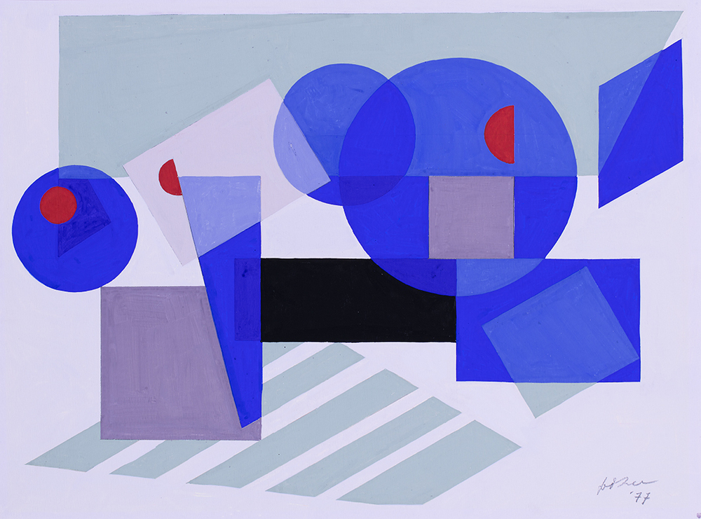 Compositie met blauwe cirkels