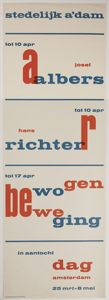 Josef Albers, Hans Richter, Bewogen beweging, in aantocht Dag Amsterdam