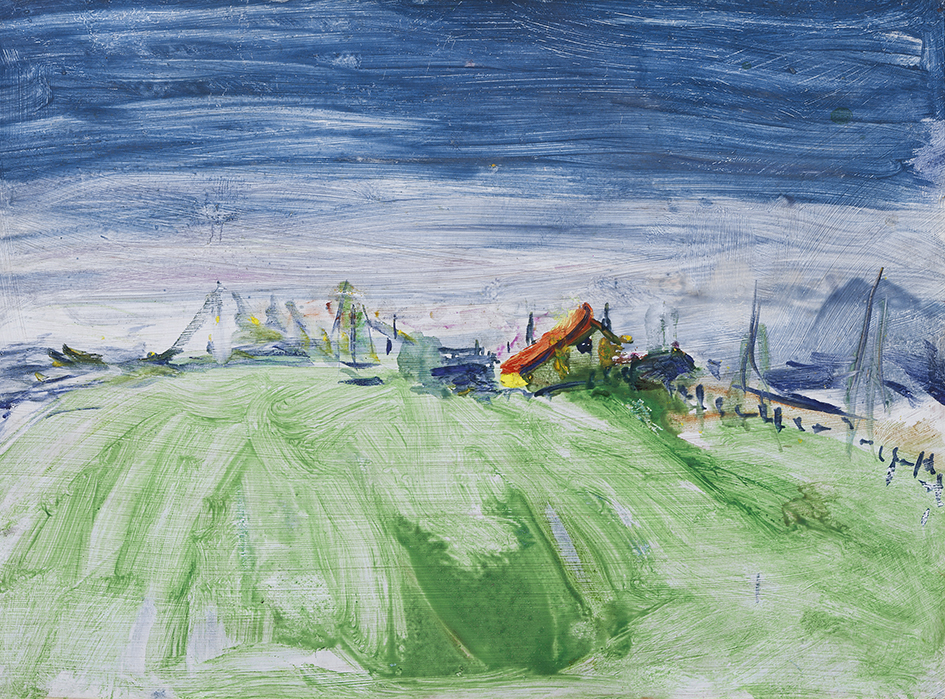 Spoorhuis met afgehooid veld