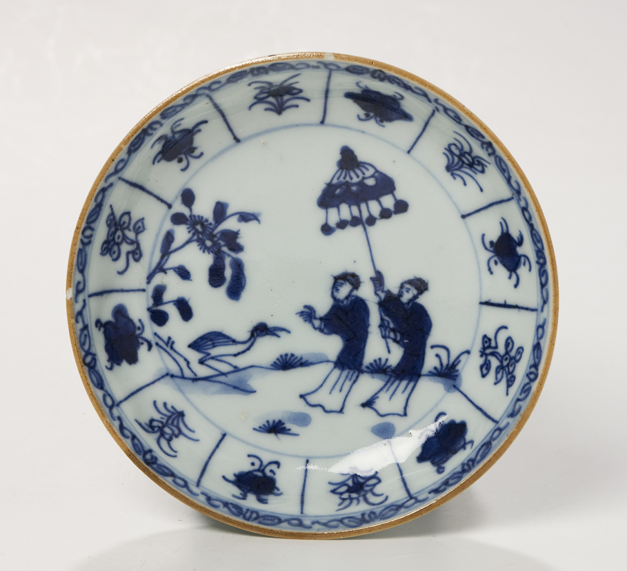 Schoteltje met voorstelling van de parasoldames naar Cornelis Pronk