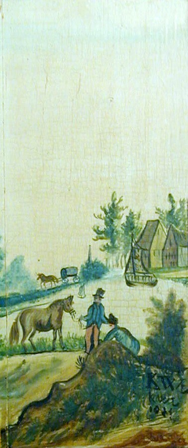 Landschap met mensen en dieren