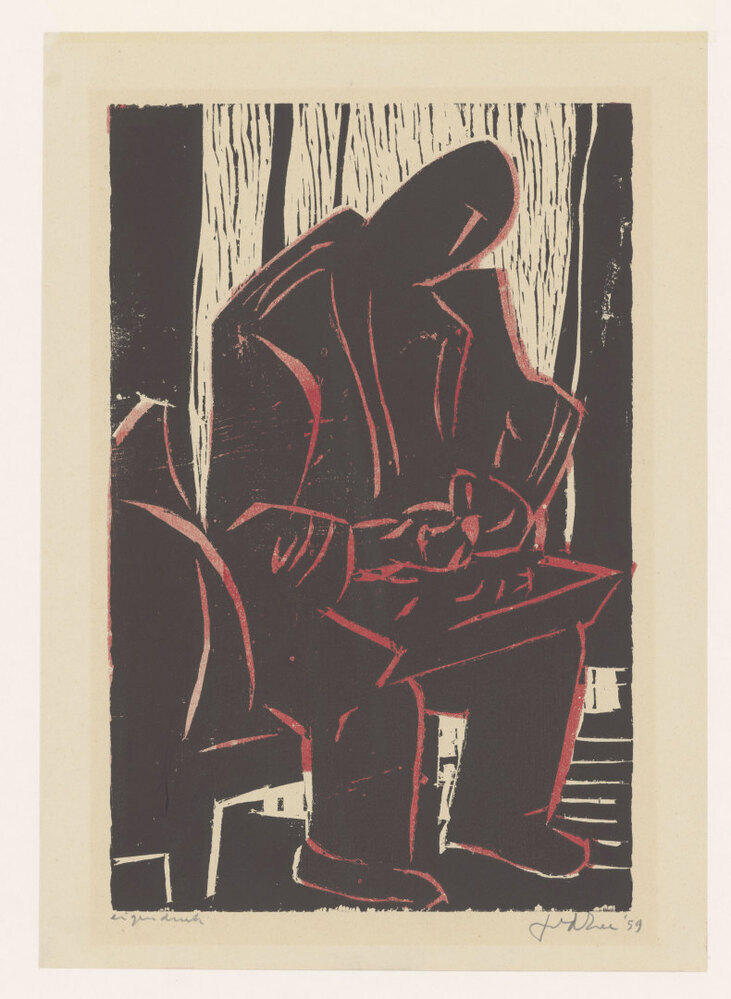 Aardappel schillende man