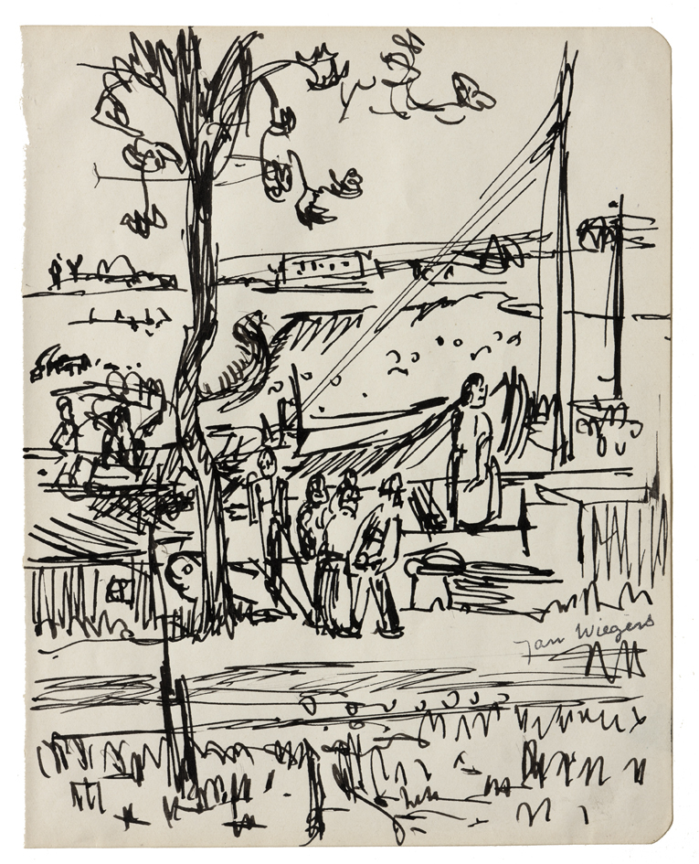 Afgemeerd schip aan kanaal-oever