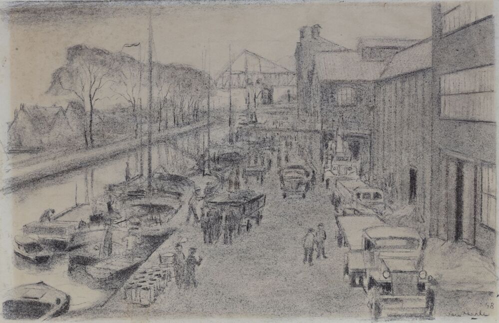 Aardappelaanvoer bij de fabriek Scholten te Foxhol