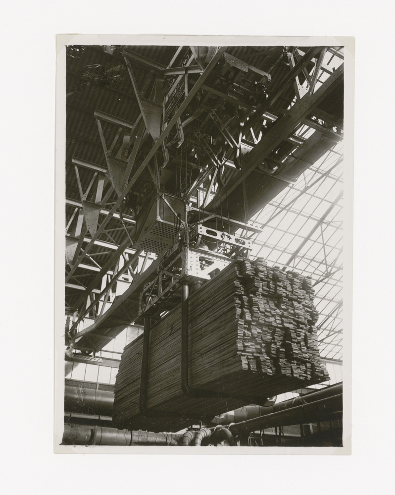 Uit een houtverwerkingsfabriek