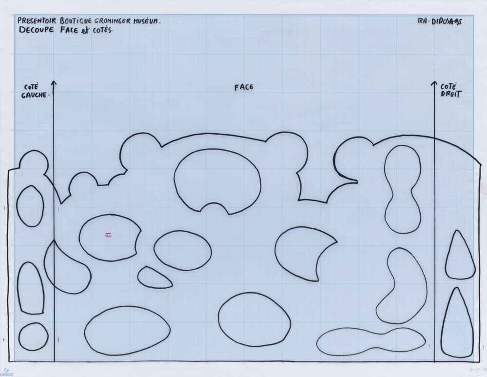 Decoupe Face et Cotés (l.b.) (studie voor Presentoir Boutique Groninger Museum)
