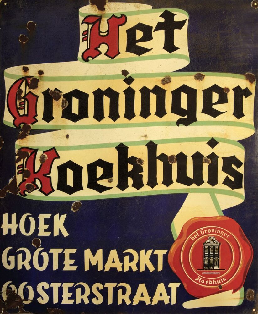 Emaille bord Het Groninger Koekhuis