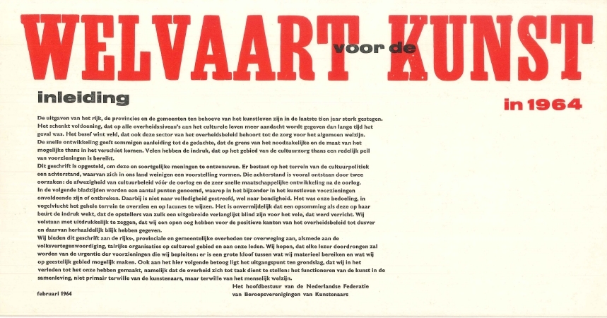 Welvaart voor de kunst in 1964