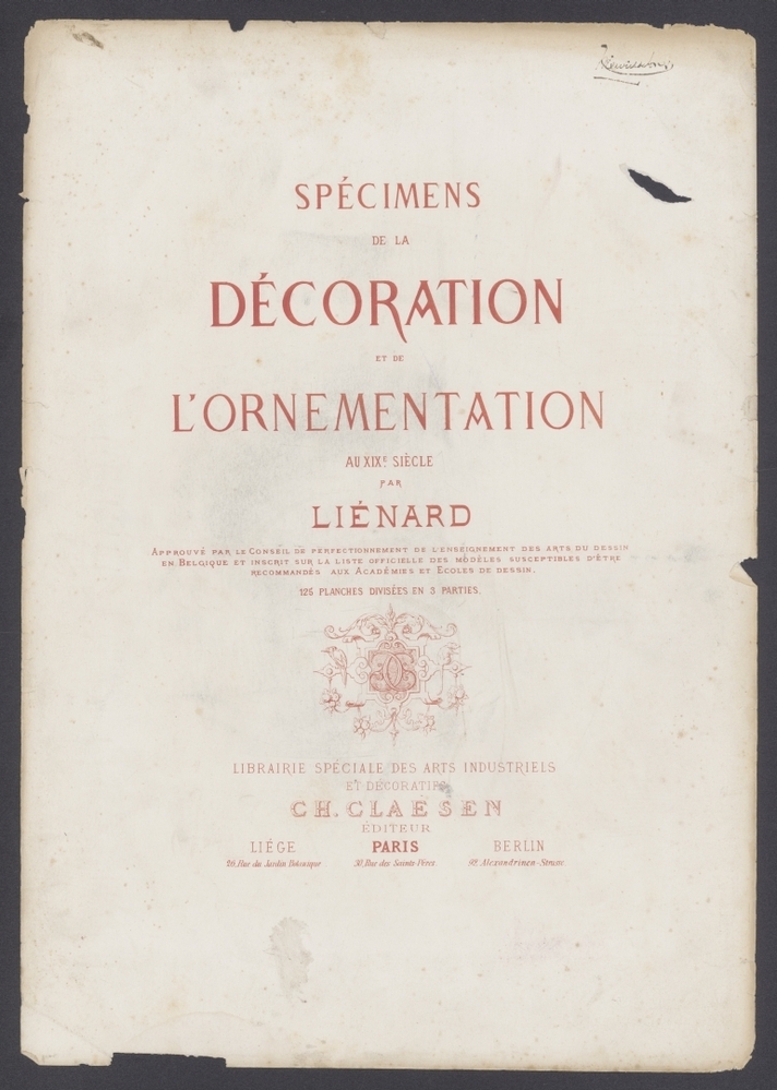 Spécimens de la décoration et de l'ornementation au XIXme siècle, par Lienard