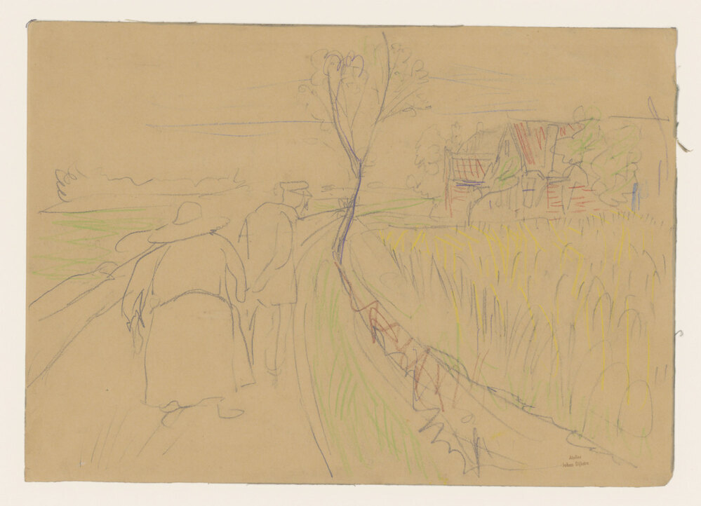 Oude man en vrouw op landweg