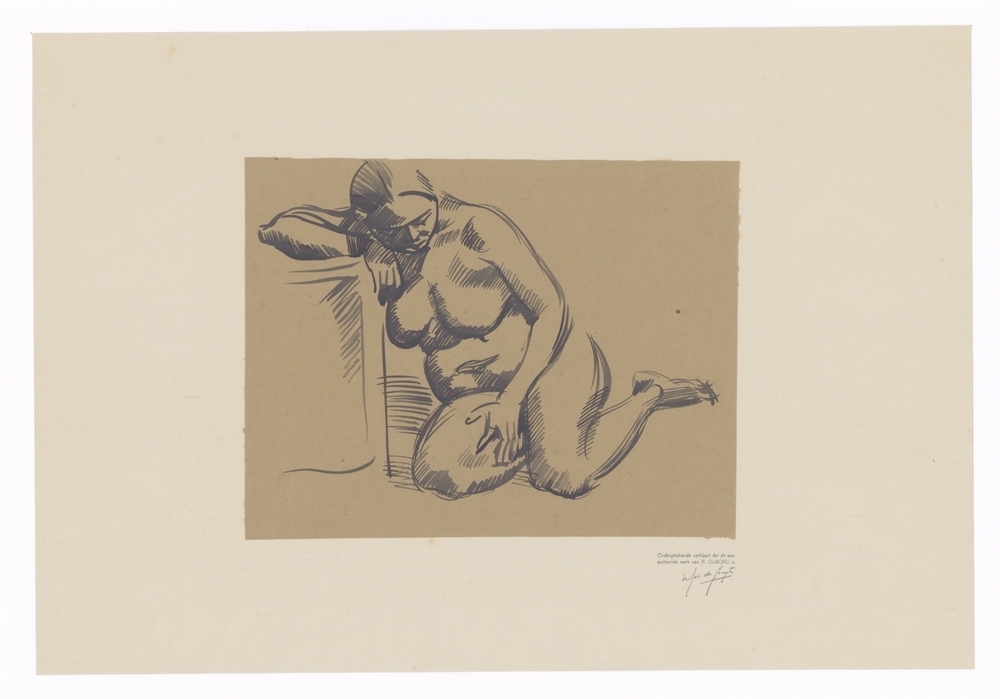 Leunend geknield naakt