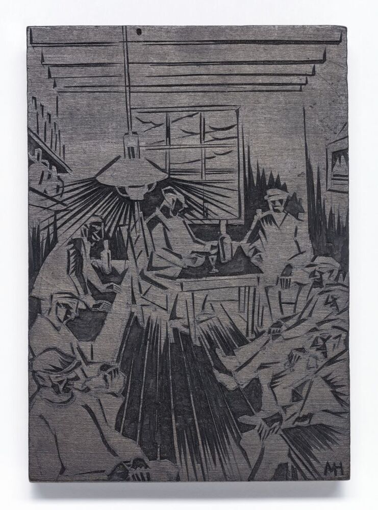 Houtblok voor 'Café-interieur'